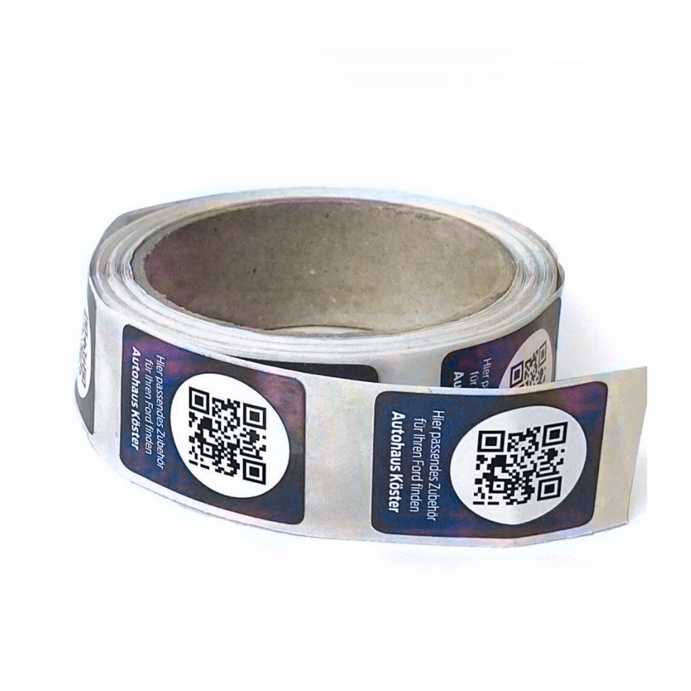 QR-Code Sticker auf Rolle