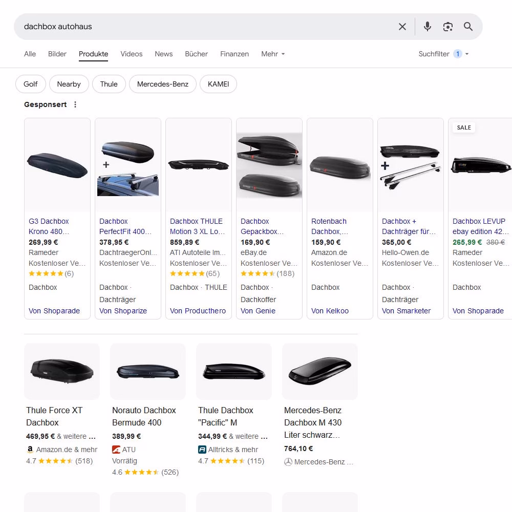 Google Shopping Schnittstelle